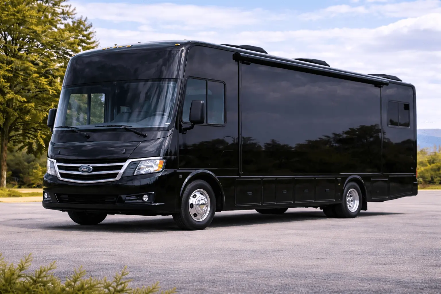 Sell your RV, including junk RV's and any type of RV vehicle at samyrv.com - Image with a black Ford RV
